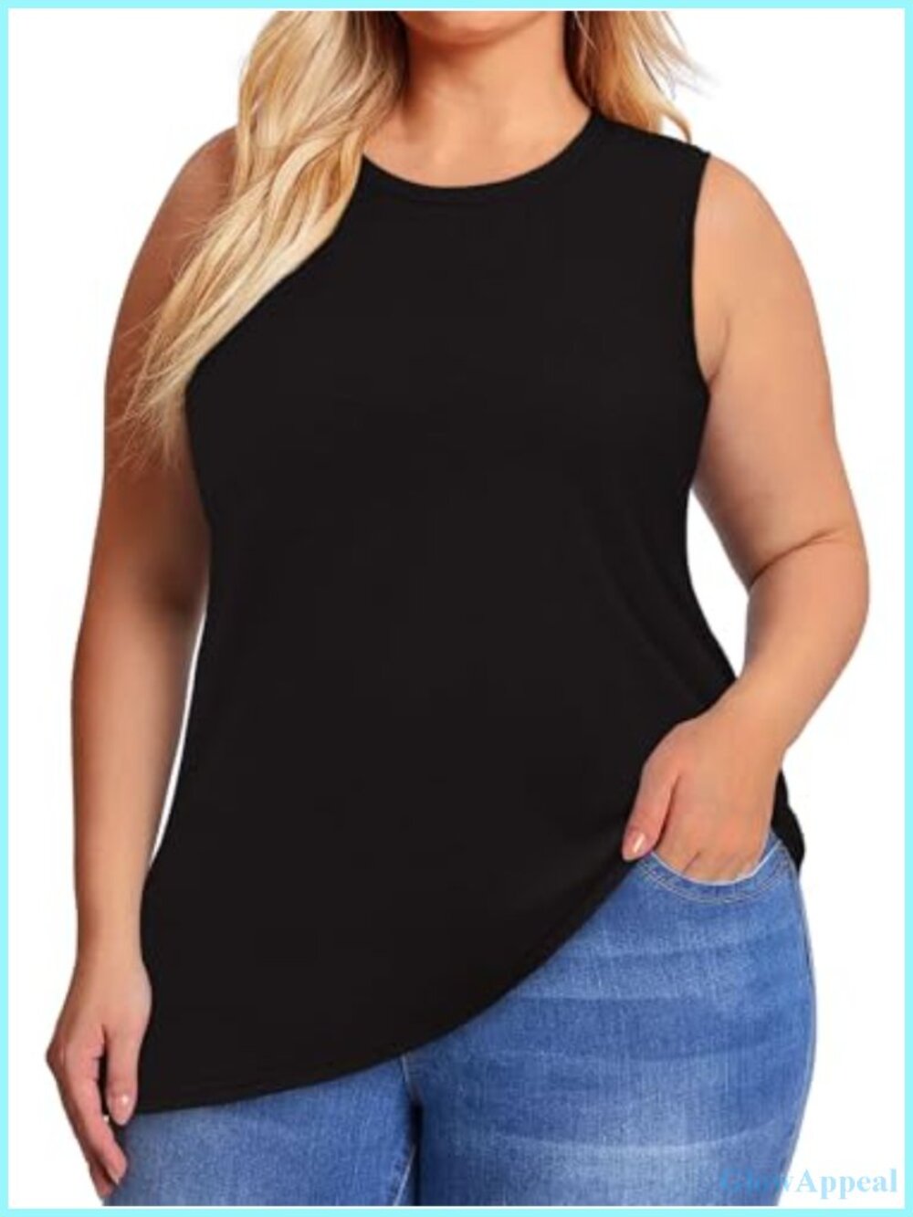 Plus Size Tank Top Sleeveless Crew Neck Casual Cotton Blend Summer